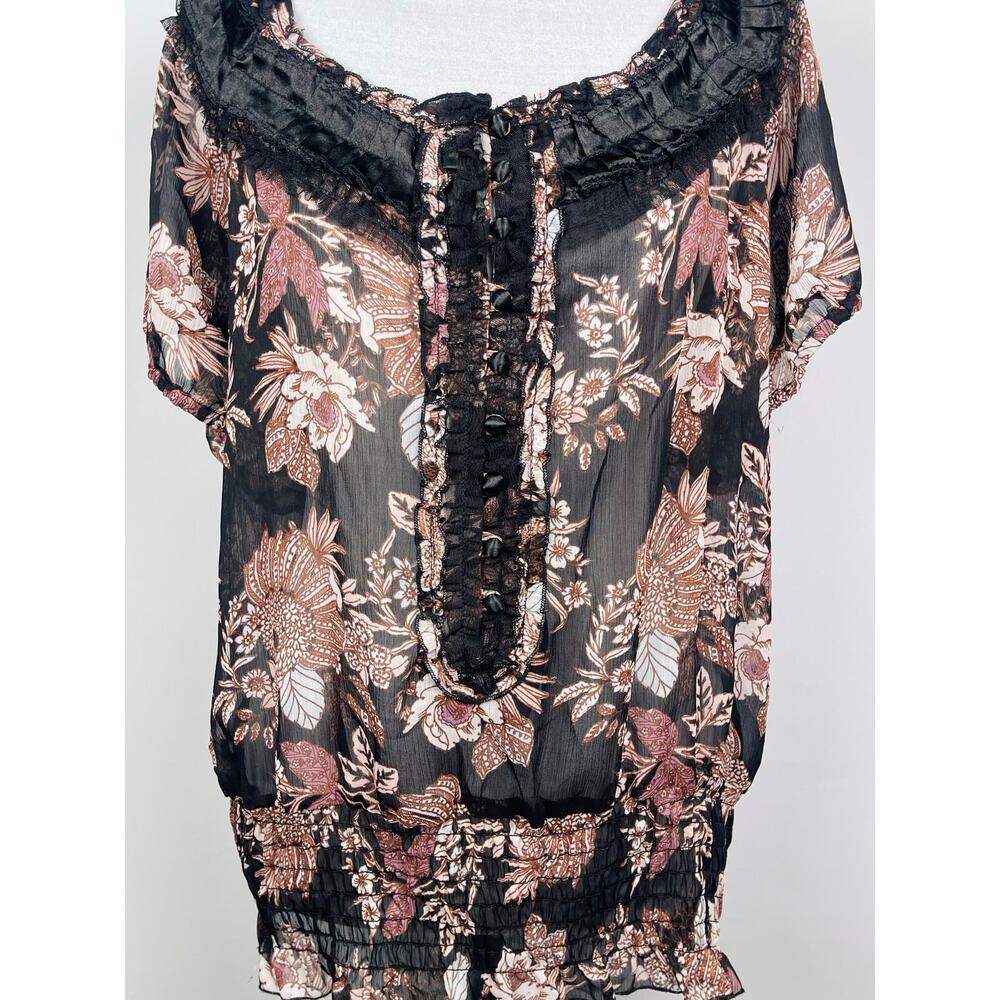American Rag Sheer Floral Chiffon Blouse 2X - Picture 2 of 7
